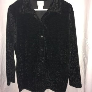 Women's Bentley black button flower shirt/blouse